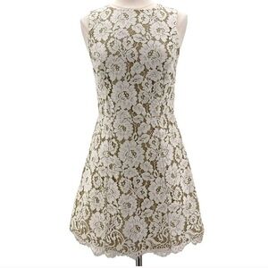Alice + Olivia Cream and Tan Lace Dress
